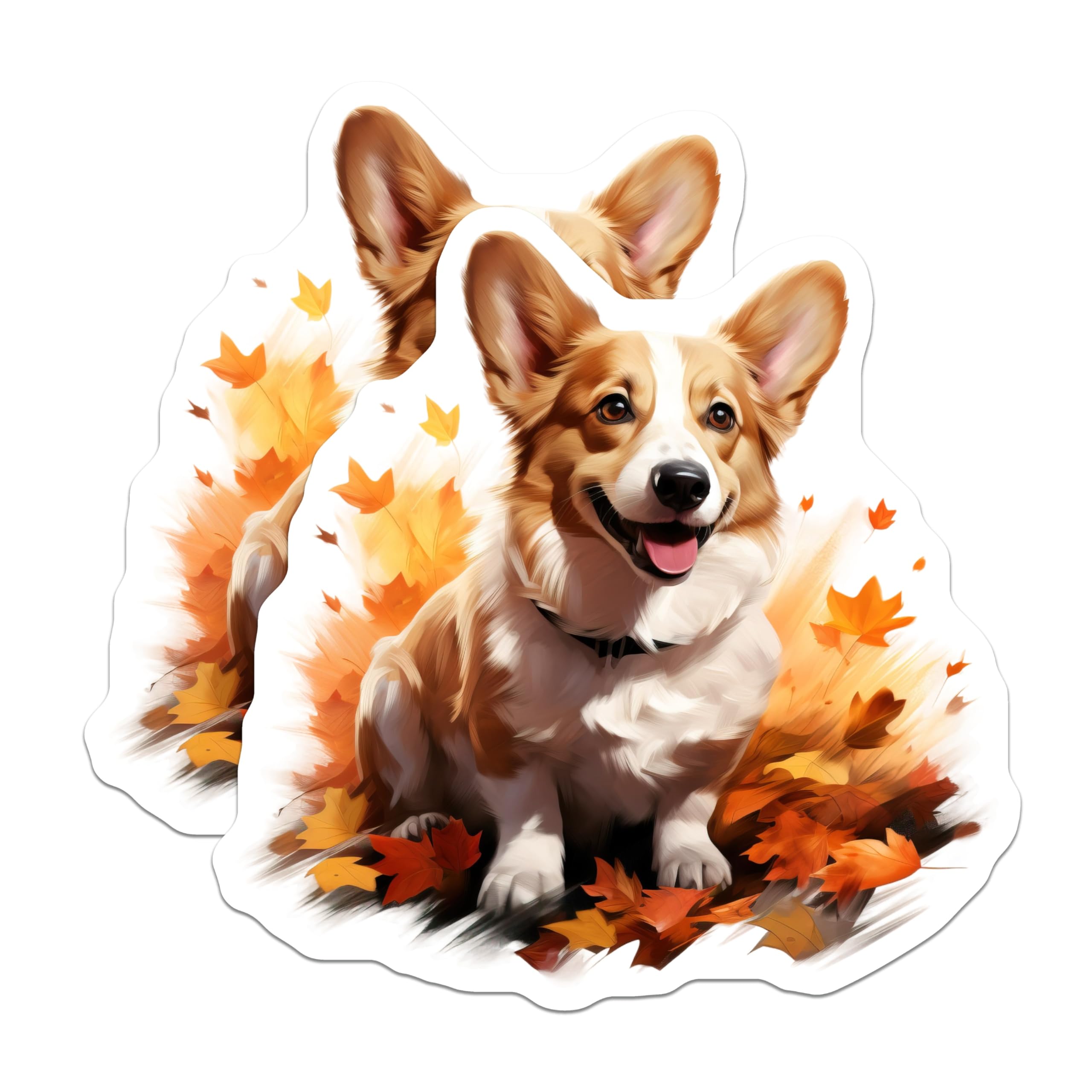 (2 Pack) Corgi Autumn Magnets - Fall Leaves Decor - Cute Dog Lover Pet Parent Kitchen Magnets - 5 Inches On Longest Side - Thick Durable Magnet - Made in USA - MAG27930