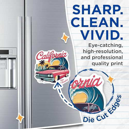 (2 Pack) Palm Tree Paradise Magnet - Retro Car Fridge Decor - 5" On Longest Side - Sticks to Smooth Flat Surfaces - Made in USA - MAG9574