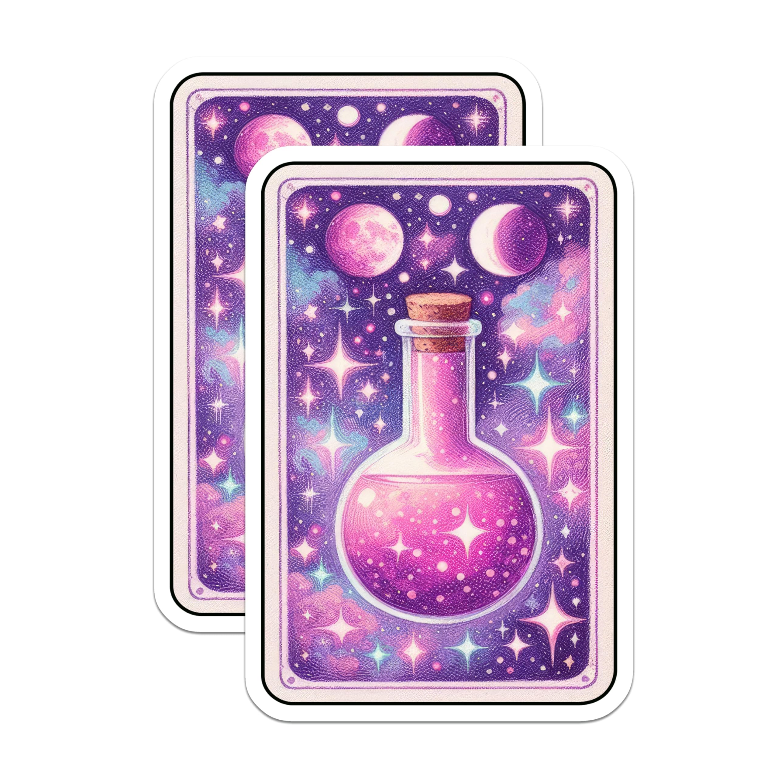 (2 Pack) Cosmic Potion Bottle Magnets - Celestial Magic Elixir - Moon Stars Fantasy Decor - 5 Inches On Longest Side - Thick Durable Magnet - Made in USA - MAG20793