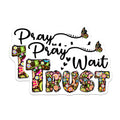 (2 Pack) Pray Wait Trust Magnets - Christian Faith Decor - Inspirational Boho Floral Message - 5 Inches On Longest Side - Thick Durable Magnet - Made in USA - MAG27647