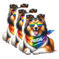 (3 Pack) Sheltie Pride Decals - LGBT Rainbow Stickers - Laptop Decals- 3 Inches On Longest Side - Easy Peel & Apply - Made in USA - 3MCS5744