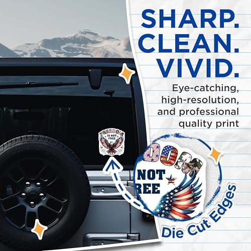 (2 Pack) Freedom is Not Free Stickers - Patriotic Eagle Decal - American Pride Independence Day - 5" On Longest Side - Sticks to Smooth Flat Surfaces - Made in USA - BMCS7405