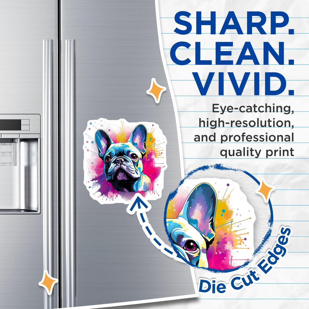 (2 Pack) French Bulldog Magnets - Pop Art Frenchie Decor - Vibrant Dog Lover Art - Refrigerator Locker Magnets - 5 Inches On Longest Side - Thick Durable Magnet - Made in USA - MAG25895