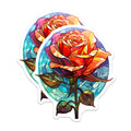 (2 Pack) Stained Glass Rose Magnets - Floral Fridge Decor - Aesthetic Kitchen Accents - 5 Inches On Longest Side - Thick Durable Magnet - Made in USA - MAG36955