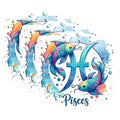 (3 Pack) Pisces Zodiac Decals - Watercolor Astrology Sign - Colorful Fish Sticker- 3 Inches On Longest Side - Easy Peel & Apply - Made in USA - 3MCS5786
