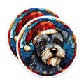 (2 Pack) Schnauzer Christmas Magnets - Stained Glass Dog Art - Holiday Refrigerator Decor for Dog Lovers - 5 Inches On Longest Side - Thick Durable Magnet - Made in USA - MAG27606