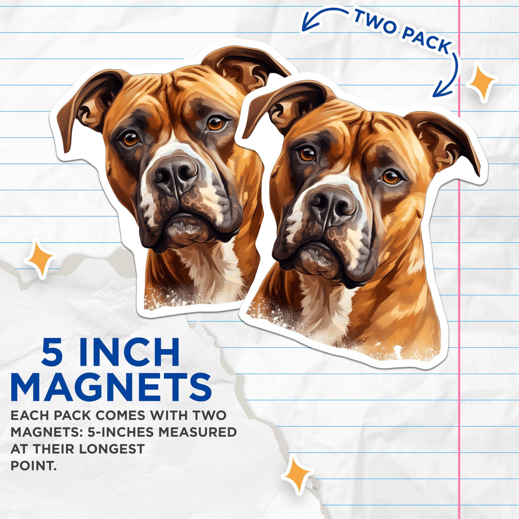 (2 Pack) Boxer Dog Magnets - Boxer Mom Dog Lover - Canine Breed Art Decor - 5 Inches On Longest Side - Thick Durable Magnet - Made in USA - MAG28254