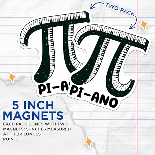 (2 Pack) Pi-ano Magnets - Piano Design - 5" On Longest Side - for Cars, Fridges, Toolboxes - Made in USA - MAG8163