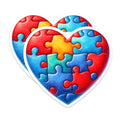 (2 Pack) Colorful Jigsaw Puzzle Heart Stickers - Unique Heart Shaped Puzzle - Vibrant Puzzle Piece Heart Stickers - 5" On Longest Side - Sticks to Smooth Flat Surfaces - Made in USA - BMCS6538