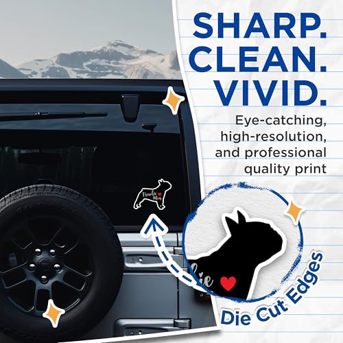 (2 Packs) Frenchie Mom Stickers - French Bulldog Decals - 5 Inches On Longest Side - Premium Vinyl Decal - Sticks to Any Smooth Flat Surface - Made in USA - BMCS2472