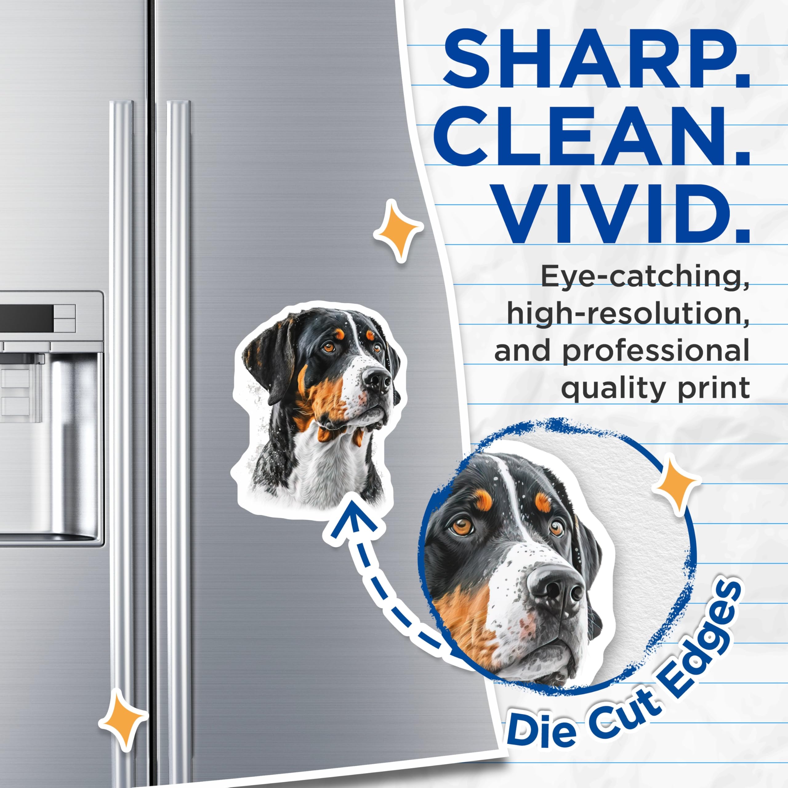 (2 Pack) Greater Swiss Mountain Dog Magnets - Bernese Mountain Dog Art - Sennenhund Pet Lover Decor - 5 Inches On Longest Side - Thick Durable Magnet - Made in USA - MAG30503
