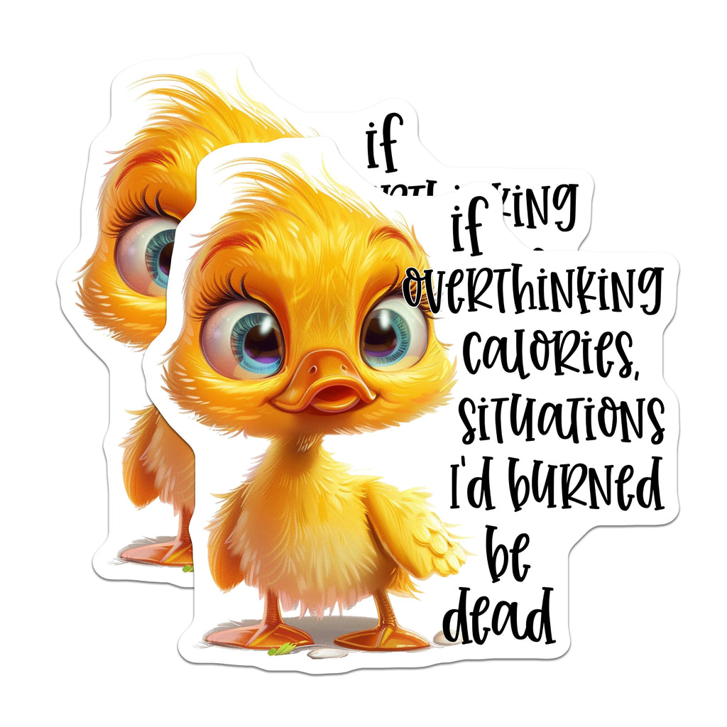 (2 Pack) Funny Overthinking Magnets - Cute Duckling Fridge Decor - Relatable Quote Message - 5 Inches On Longest Side - Thick Durable Magnet - Made in USA - MAG38099