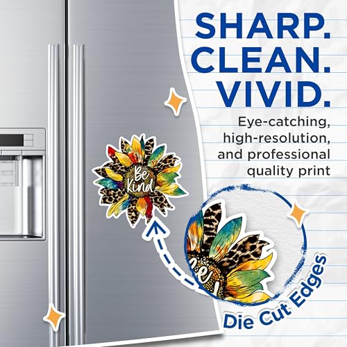 (2 Packs) Be Kind Sunflower Magnets - Positive Inspiring Motivating Magnets - 5 Inches On Longest Side - Premium Magnet - for Fridges, Toolboxes, Cars - Made in USA - MAG2506