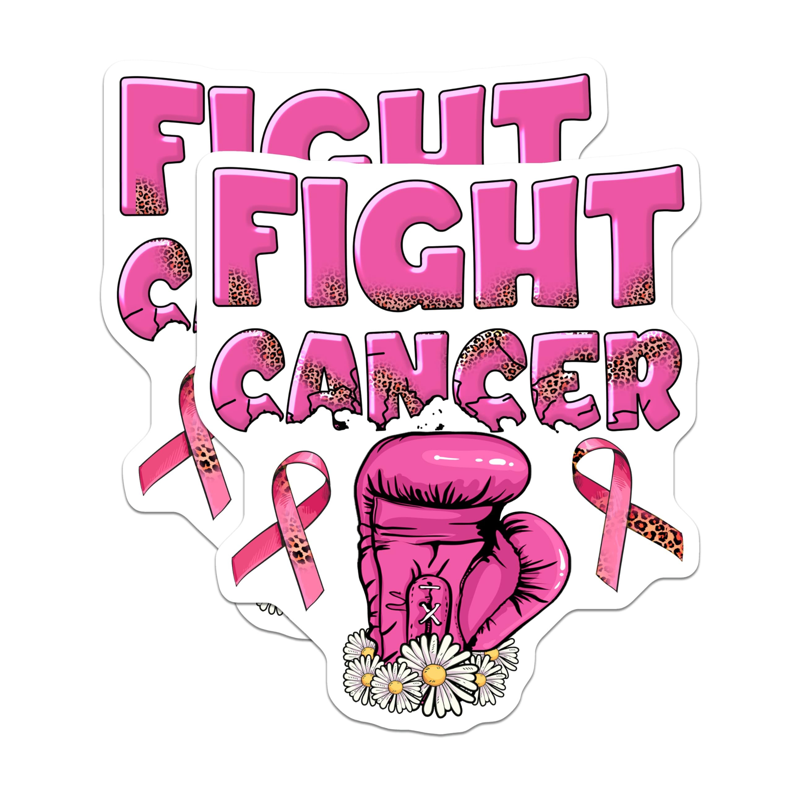 (2 Pack) Fight Cancer Magnets - Boxing Glove Magnets - Awareness Ribbon - 5" On Longest Side - Premium Magnet - for Cars, Refrigerators, Toolboxes, Lockers - Made in USA - MAG16575