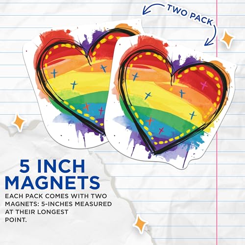 (2 Packs) Rainbow Heart Inclusive Rainbow Magnets - Rainbow Heart LGBTQ Friendly Magnets - 5 Inches On Longest Side - Premium Magnet - for Fridges, Toolboxes, Cars - Made in USA - MAG2280