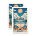 (2 Pack) Beach Scene Magnets - Sun Face Art - Vacation Magnets - 5" On Longest Side - Premium Magnet - for Cars, Refrigerators, Toolboxes, Lockers - Made in USA - MAG15027