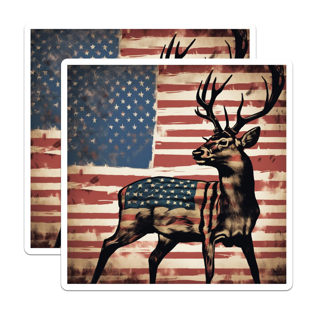 (2 Pack) American Flag Deer Magnets - Patriotic USA Wildlife Decor - Rustic Hunter Kitchen Art - 5 Inches On Longest Side - Thick Durable Magnet - Made in USA - MAG19800