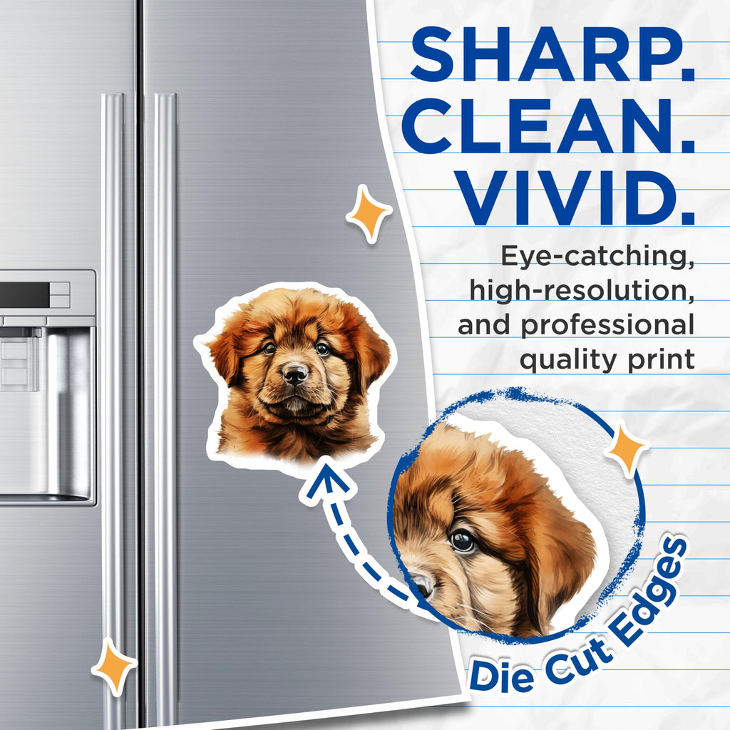 (2 Pack) Adorable Puppy Magnets - Dog Lover Decor - Pet Parent Kitchen Accent - 5 Inches On Longest Side - Thick Durable Magnet - Made in USA - MAG25828