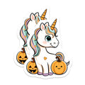 (2 Pack) Cute Unicorn Halloween Magnets - Jack O Lantern Fall Decor - Spooky Cute Fantasy Fridge Locker Board Decor - 5 Inches On Longest Side - Thick Durable Magnet - Made in USA - MAG39897
