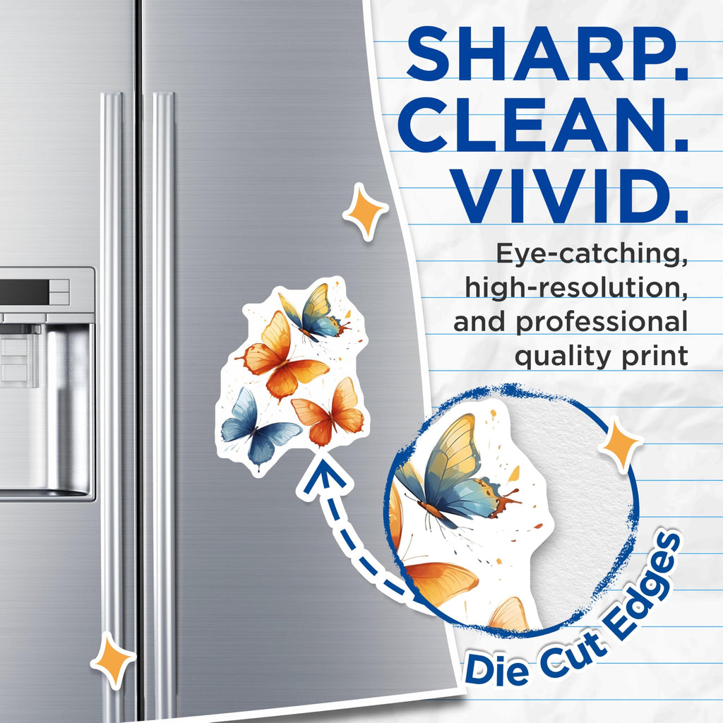 (2 Pack) Butterfly Magnets - Blue and Orange Insects - Floral Fridge Decor - 5" On Longest Side - Premium Magnet - for Cars, Refrigerators, Toolboxes, Lockers - Made in USA - MAG14116