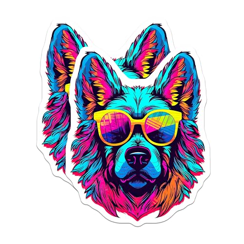 (2 Pack) Dog Art Magnets - Colorful Dog Magnets - Animal Lover Magnets - 5" On Longest Side - for Cars, Fridges, Toolboxes - Made in USA - MAG7238