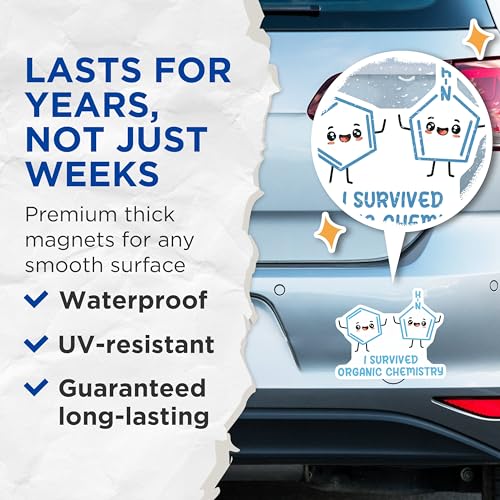 (2 Pack) Organic Chemistry Magnets - Science Lovers - 5" On Longest Side - for Cars, Fridges, Toolboxes - Made in USA - MAG8029
