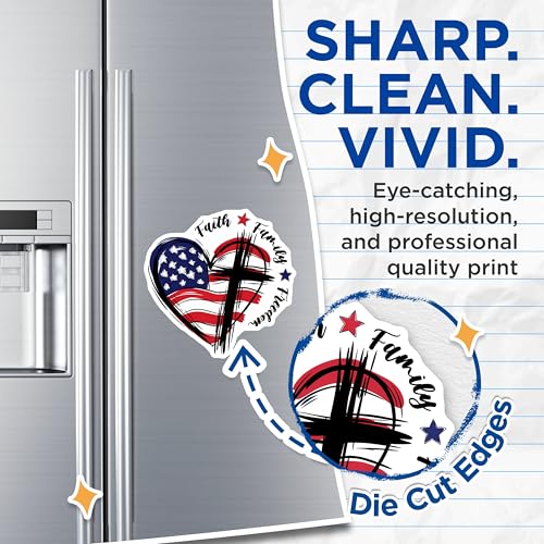 (2 Pack) Faith Family Freedom Magnets Magnets - American Flag Heart - Christian Cross - 5" On Longest Side - Made in USA - Sticks to Refrigerators & Metal Surfaces - MAG8375