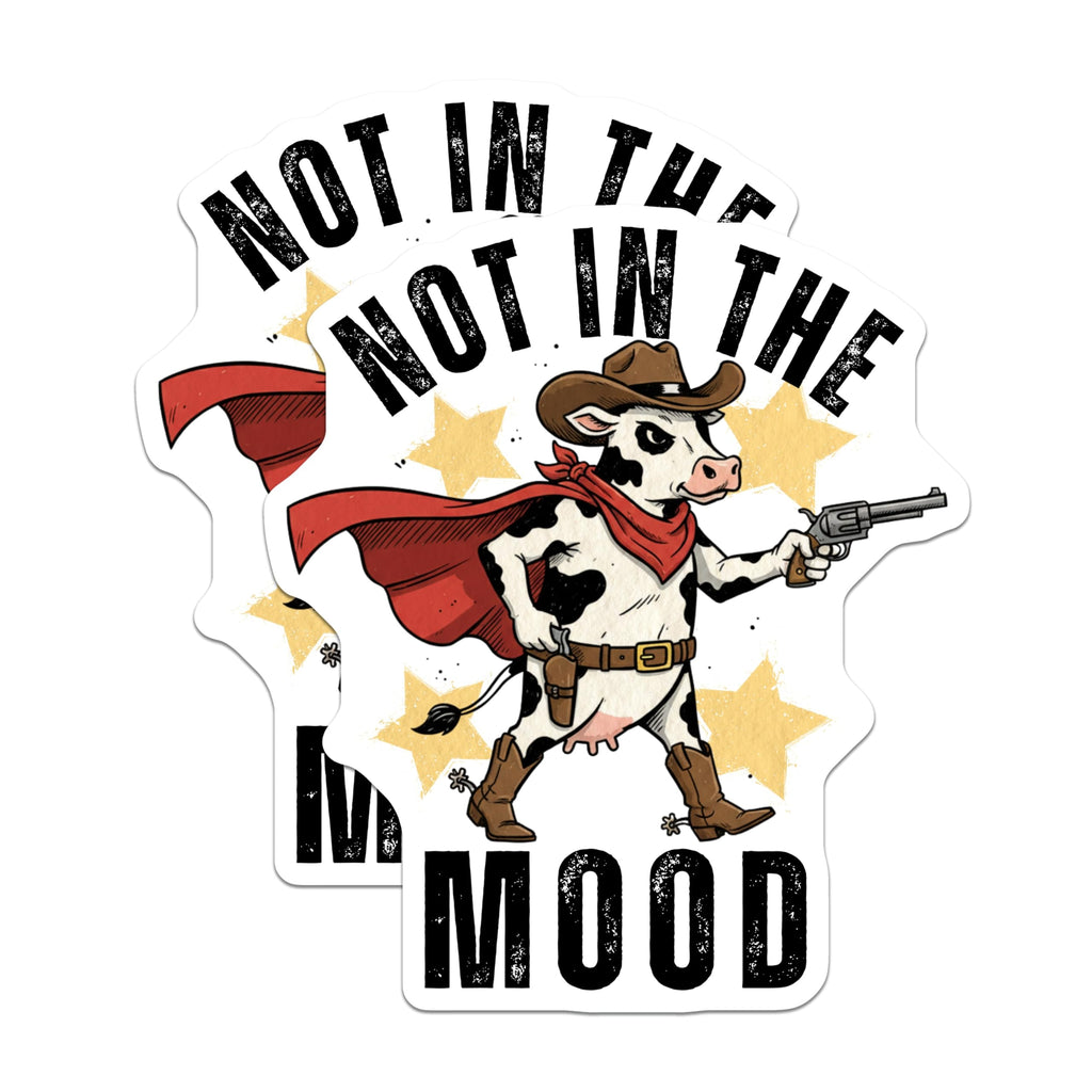 (2 Pack) Cowboy Cow Magnets - Not in The Mood - Funny Fridge Decor Magnets - 5" On Longest Side - Premium Magnet - for Cars, Refrigerators, Toolboxes, Lockers - Made in USA - MAG14310