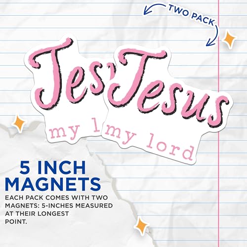 (2 Pack) Jesus My Lord Magnets Magnets - 5" On Longest Side - Made in USA - Sticks to Refrigerators & Metal Surfaces - MAG8933