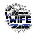 (2 Pack) Thin Blue Line Wife Magnets - Police Leo Spouse Support - American Flag Sunflower Decor - 5 Inches On Longest Side - Thick Durable Magnet - Made in USA - MAG20307