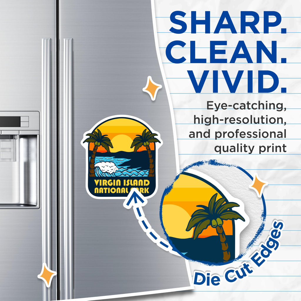 (2 Pack) Virgin Islands Magnets - National Park Decor - Tropical Beach Magnets - 5" On Longest Side - Premium Magnet - for Cars, Refrigerators, Toolboxes, Lockers - Made in USA - MAG17875