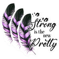 (3 Pack) Strong is The New Pretty Decals - Motivational Quote - Feather Illustration Decal - 3 Inches On Longest Side - Easy Peel & Apply - Made in USA - 3MCS6308