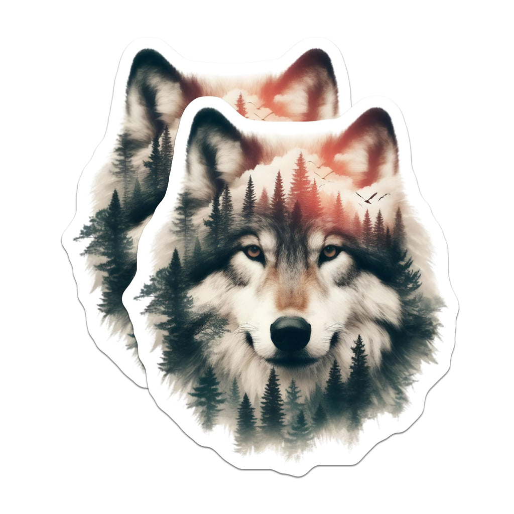 (2 Pack) Wolf Magnets - Forest Animal Decor - Nature Art Refrigerator Magnets - 5" On Longest Side - Premium Magnet - for Cars, Refrigerators, Toolboxes, Lockers - Made in USA - MAG14403