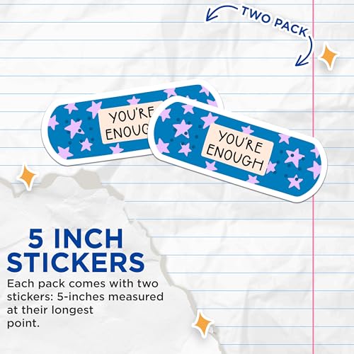 (2 Packs) You're Enough Bandage Stickers - Positive Motivating Inspiring Stickers Decals - 5 Inches On Longest Side - Premium Vinyl Decal - Sticks to Any Smooth Flat Surface - Made in USA - BMCS2317