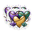 (2 Pack) Mardi Gras Heart Magnets - New Orleans Decor - Party Celebration Souvenir - 5" On Longest Side - Premium Magnet - for Cars, Refrigerators, Toolboxes, Lockers - Made in USA - MAG14373