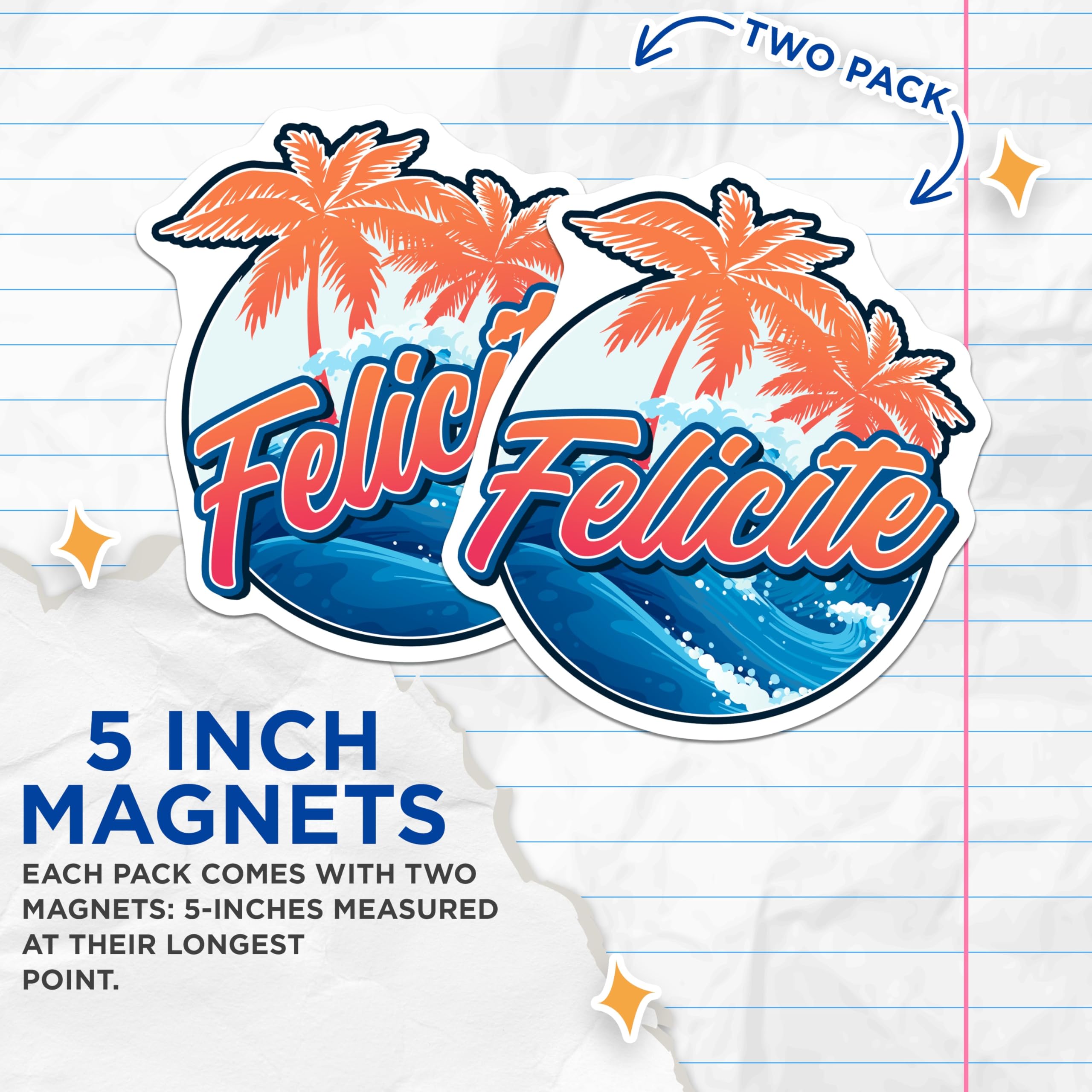 (2 Pack) Felicite Magnets - Tropical Palm Tree - Vacation Beach Decor Magnets - 5" On Longest Side - Premium Magnet - for Cars, Refrigerators, Toolboxes, Lockers - Made in USA - MAG18021