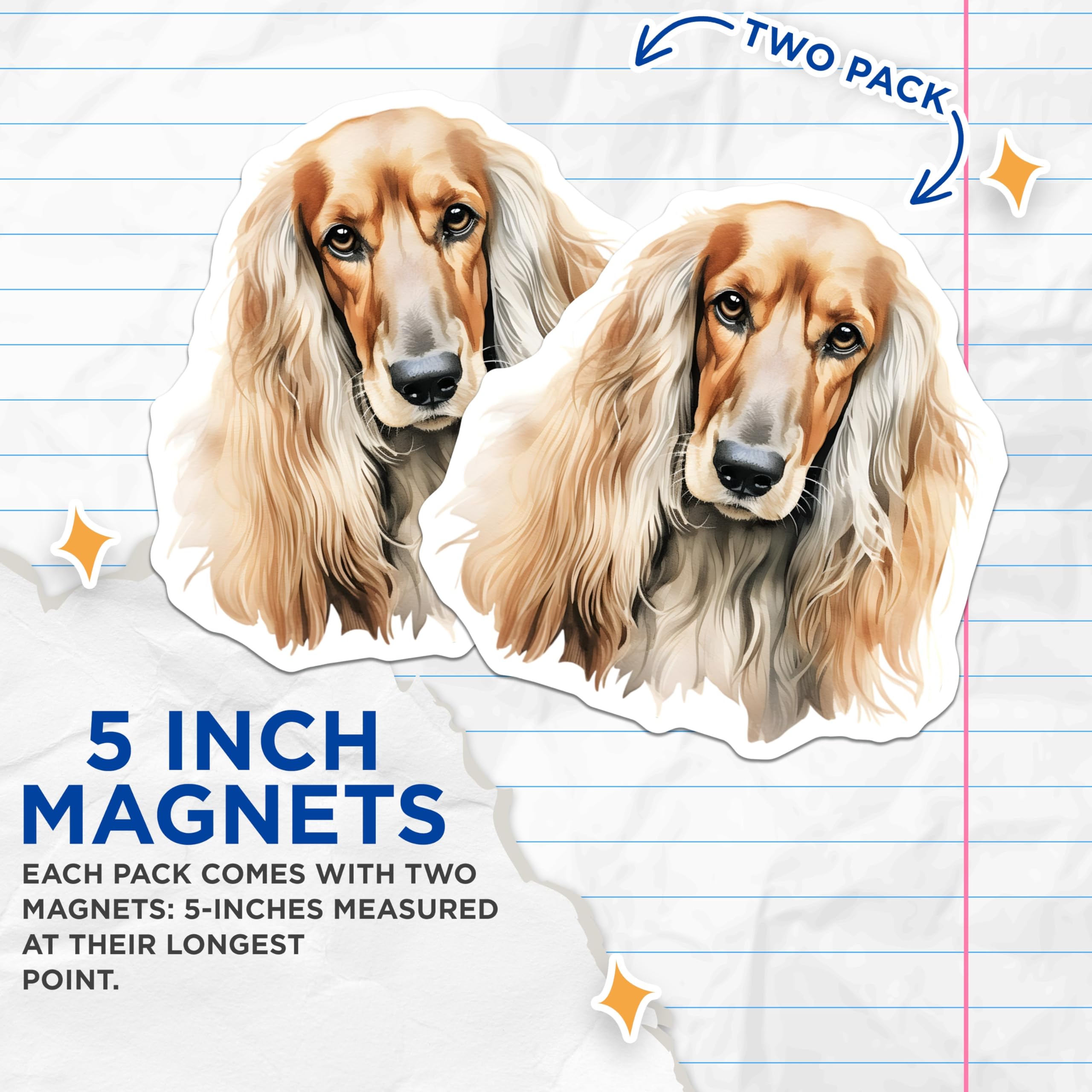 (2 Pack) Cocker Spaniel Dog Magnets - Pet Owner Refrigerator Decor - Fur Baby Animal Portrait Art - 5 Inches On Longest Side - Thick Durable Magnet - Made in USA - MAG25502