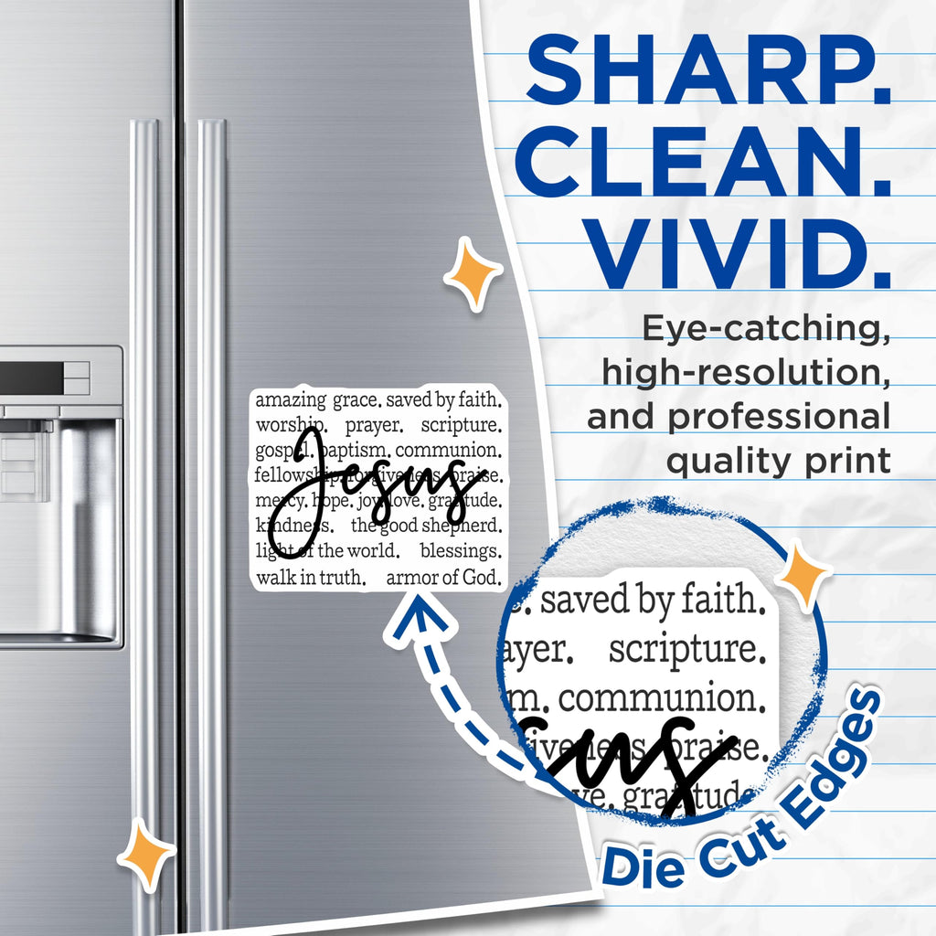 (2 Pack) Jesus Word Art Magnets - Christian Religious Decor - Inspirational Faith Statement - 5 Inches On Longest Side - Thick Durable Magnet - Made in USA - MAG25652