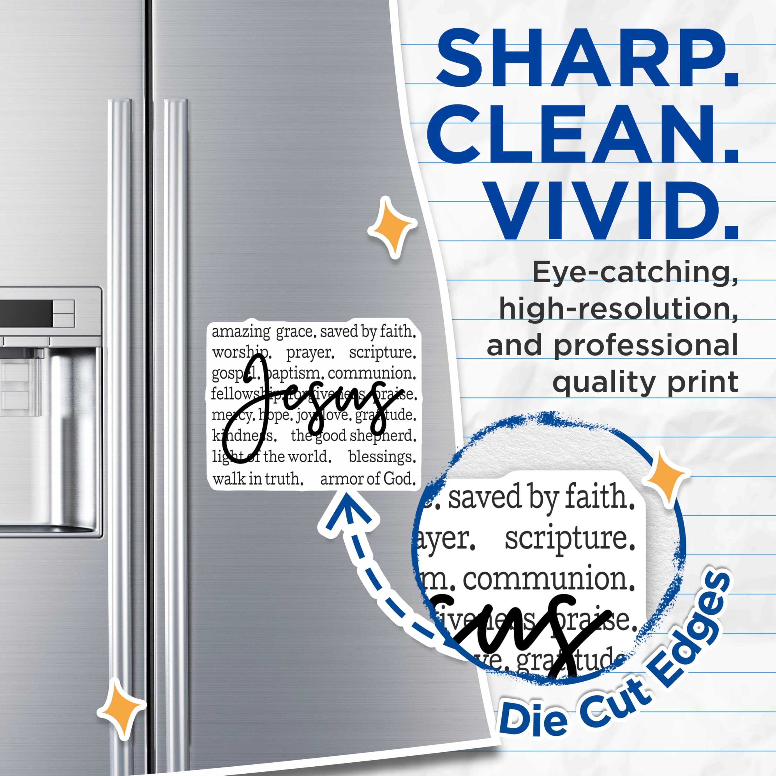 (2 Pack) Jesus Word Art Magnets - Christian Religious Decor - Inspirational Faith Statement - 5 Inches On Longest Side - Thick Durable Magnet - Made in USA - MAG25652