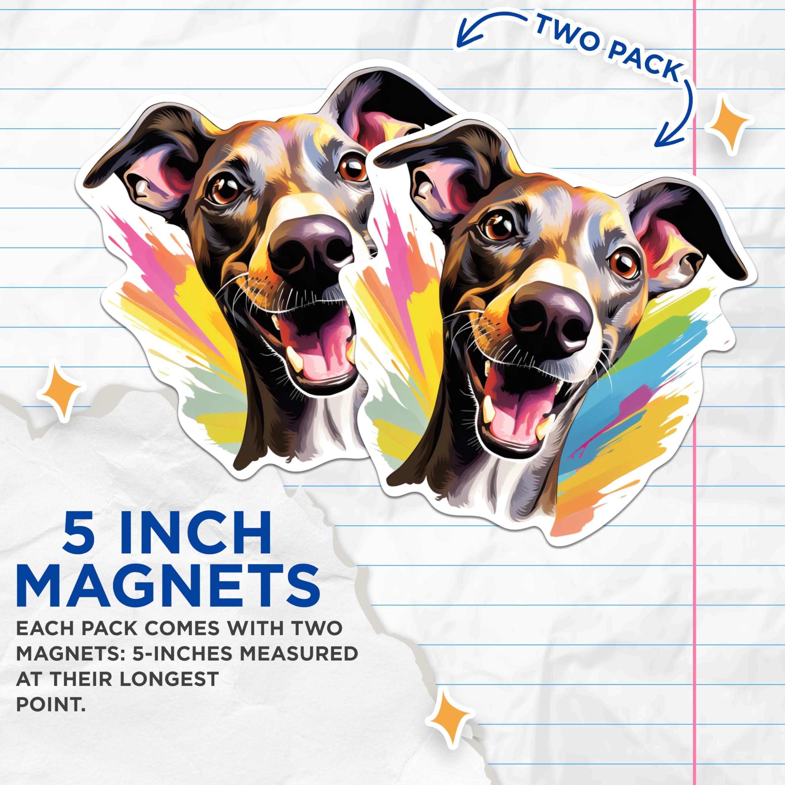 (2 Pack) Italian Greyhound Dog Breed Magnets - 5 Inches On Longest Side - Choose from Over 100 Dog Breeds - for Cars, Refrigerators, Toolboxes - Made in USA - MAG1884