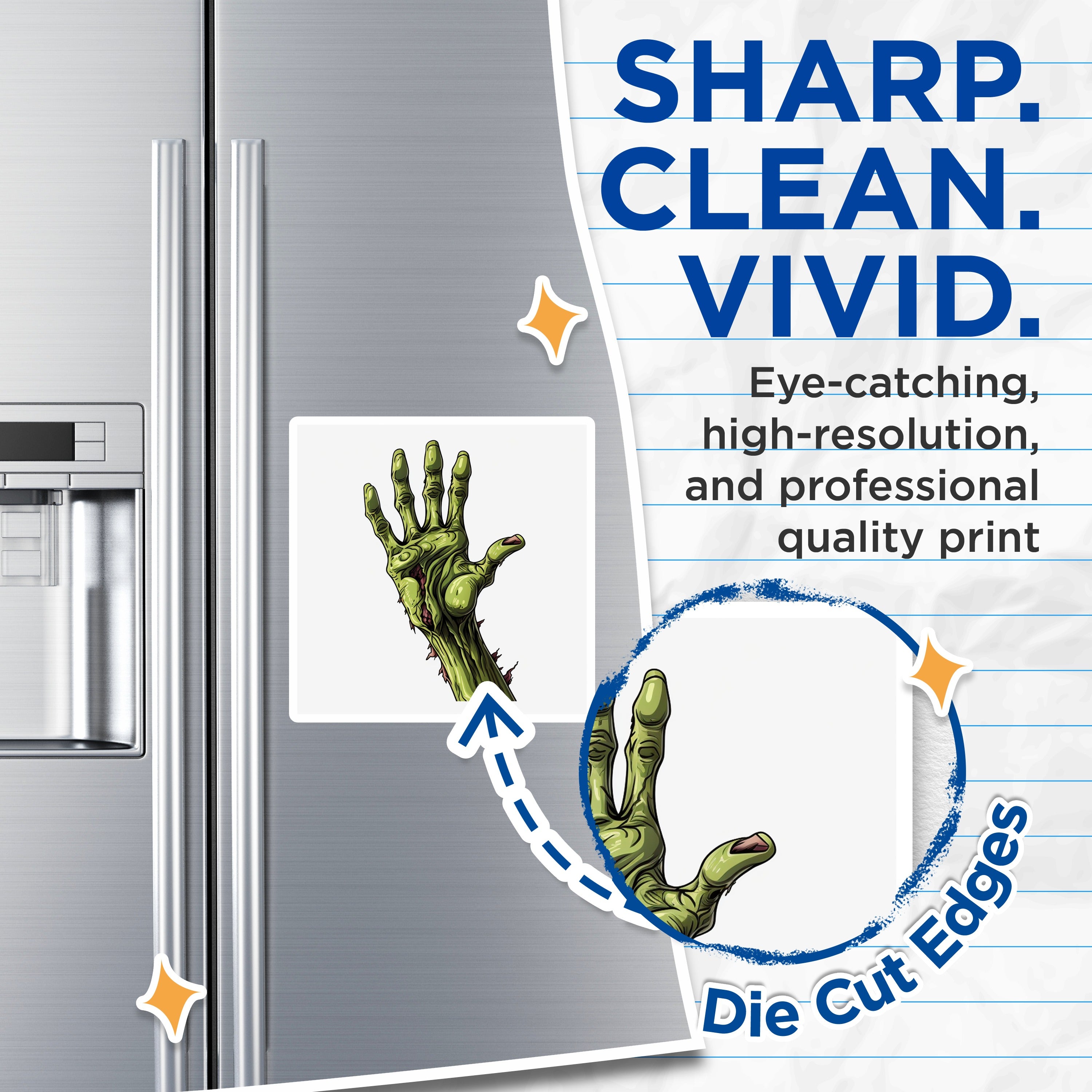 (2 Pack) Zombie Hand Magnets - Halloween Decor - Spooky Kitchen Art for Horror Fans - 5 Inches On Longest Side - Thick Durable Magnet - Made in USA - MAG38021