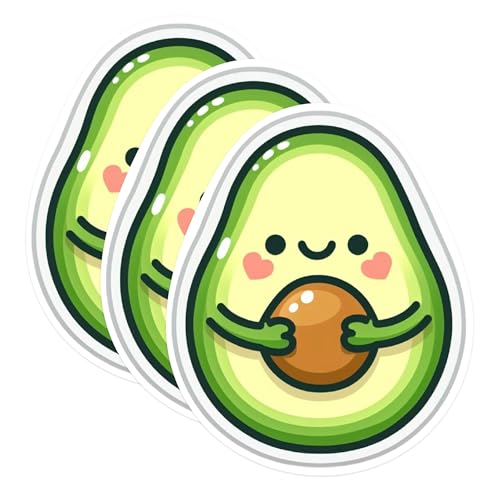 (3 Pack) Cute Avocado Decals - Laptop Decal - Kawaii Stickers - 3 Inches On Longest Side - Easy Peel & Apply - Made in USA - 3MCS0993