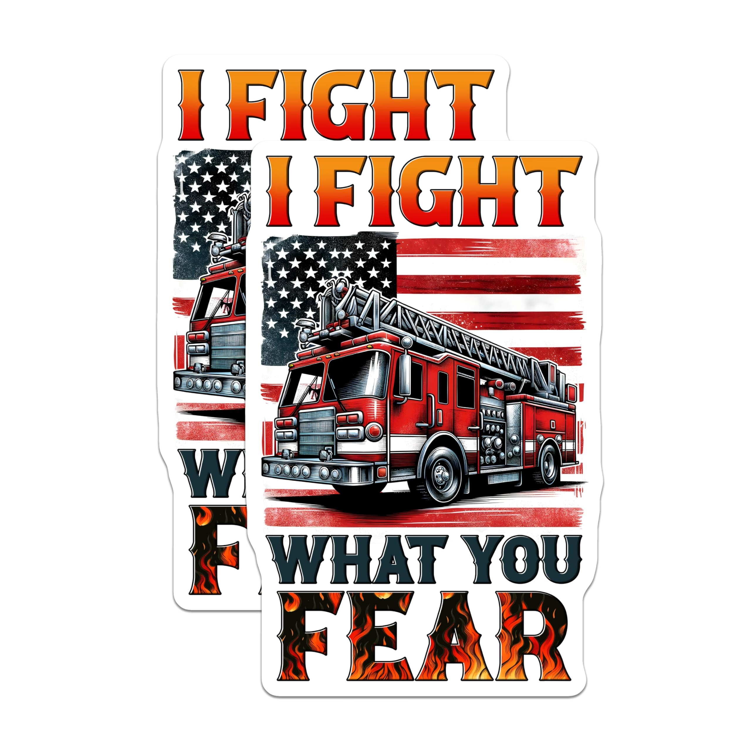 (2 Pack) Firefighter Magnets - American Flag - I Fight What You Fear - 5" On Longest Side - Premium Magnet - for Cars, Refrigerators, Toolboxes, Lockers - Made in USA - MAG15345