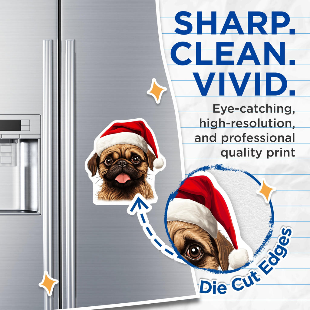 (2 Pack) Santa Pug Magnets - Christmas Dog Decor - Holiday Animal Lover - Fridge Whiteboard Accessories - 5 Inches On Longest Side - Thick Durable Magnet - Made in USA - MAG26439