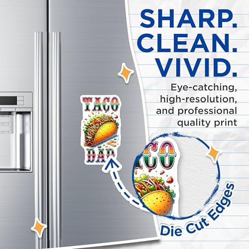(2 Pack) Taco Dad Magnets - Fun Kitchen Decor - Dad Humour - Taco Lover Gift Idea - 5" On Longest Side - for Cars, Fridges, Toolboxes - Made in USA - MAG8226