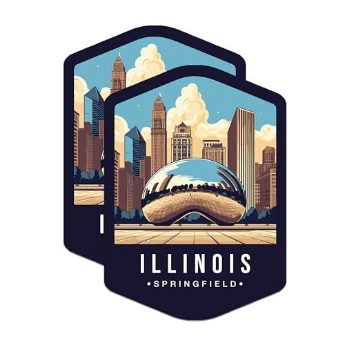 (2 Pack) Illinois State and Capitol Magnets - IL State Magnet - Choose from 50 States - 5" On Longest Side - Premium Magnet - for Cars, Refrigerators, Toolboxes, Lockers - Made in USA - MAG1469