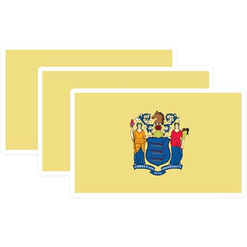 (3 Pack) New Jersey Flag Decals - State Pride Stickers - Laptop Decal - 3 Inches On Longest Side - Easy Peel & Apply - Made in USA - 3MCS0202