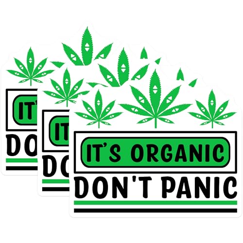 (3 Pack) Its Organic Decals - Dont Panic Sticker - Laptop Weed Decals - 3 Inches On Longest Side - Easy Peel & Apply - Made in USA - 3MCS7440