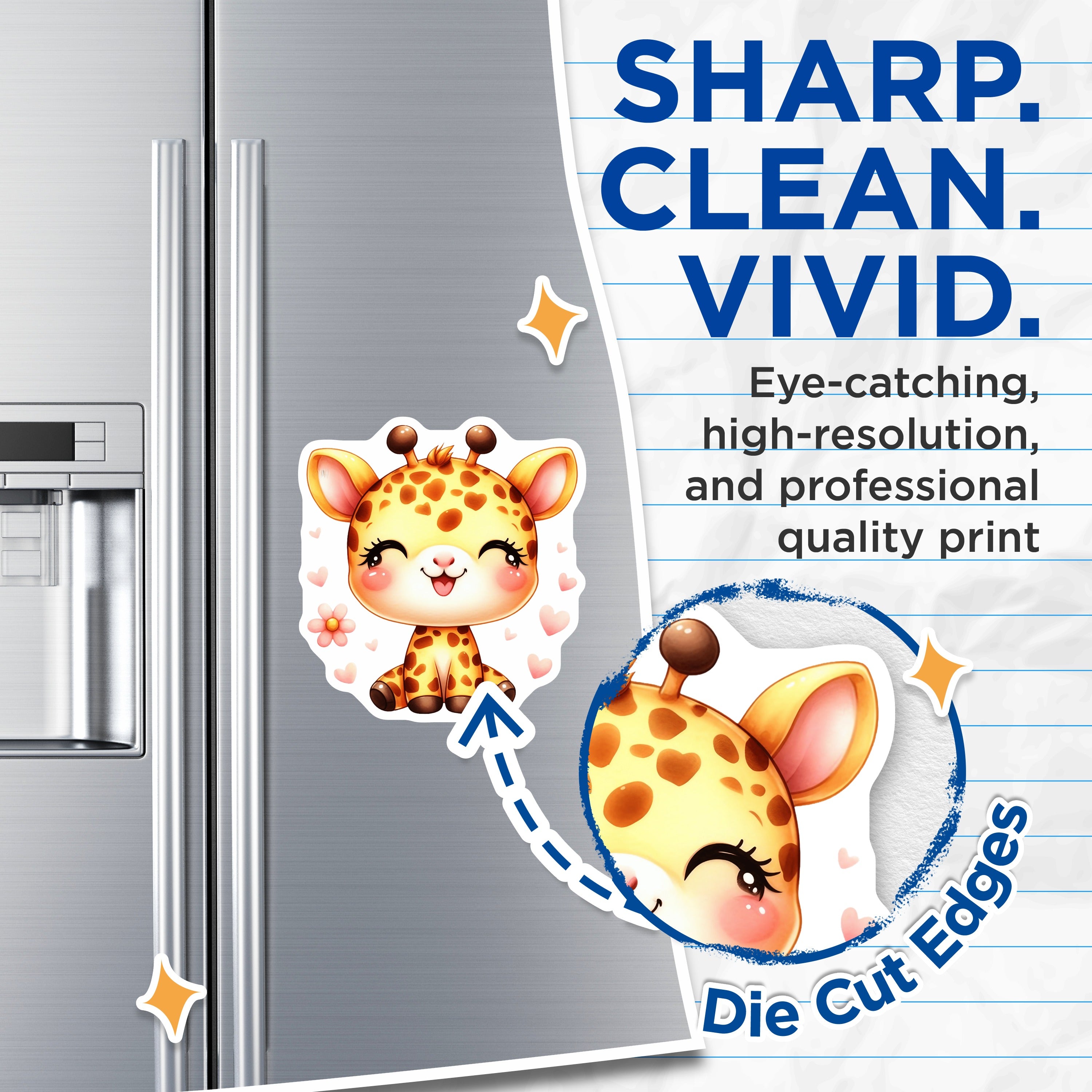 (2 Pack) Cute Baby Giraffe Magnets - Adorable Nursery Animal Decor - Kawaii Fridge Locker Accessory - 5 Inches On Longest Side - Thick Durable Magnet - Made in USA - MAG38372