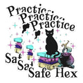 (3 Pack) Witchy Cat Decals - Practice Safe Hex - Magic Laptop Decals - 3 Inches On Longest Side - Easy Peel & Apply - Made in USA - 3MCS1384